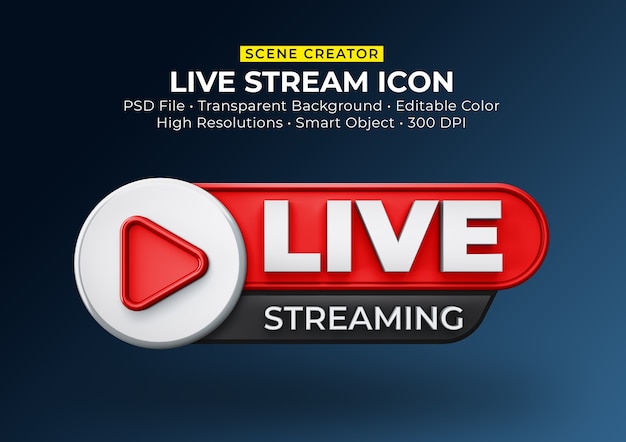 Live streaming 3d render pictogram badge geïsoleerd