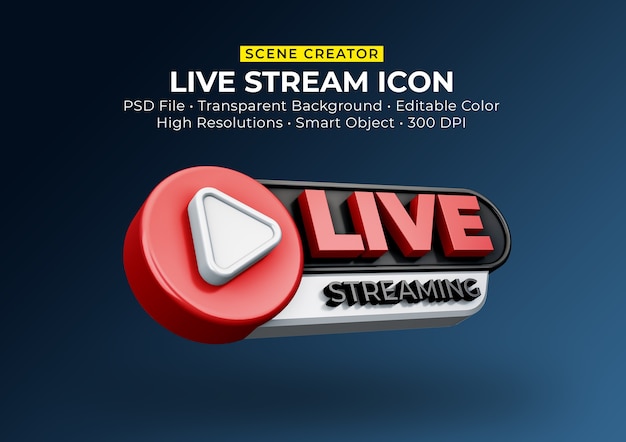 Live streaming 3d render pictogram badge geïsoleerd