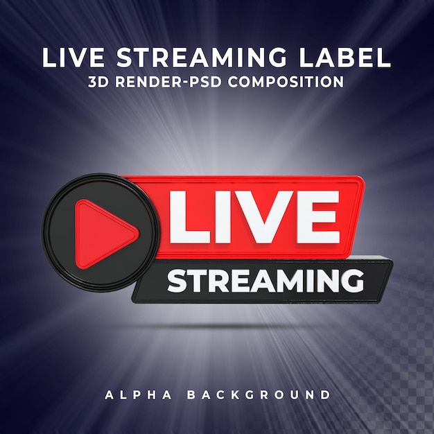 Live streaming 3d render pictogram badge