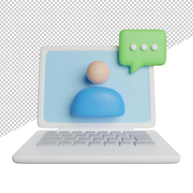 PSD live streaming chat front view 3d rendering icon illustration on transparent background