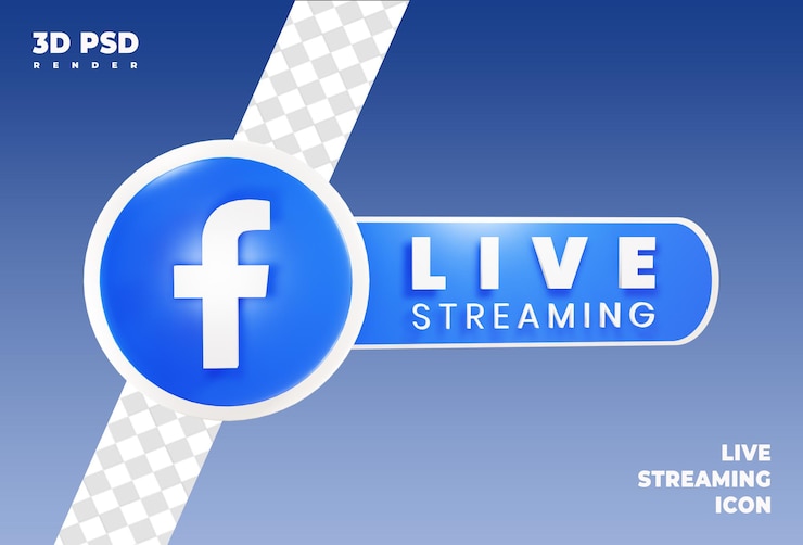 PSD live streaming render icon badge isolated