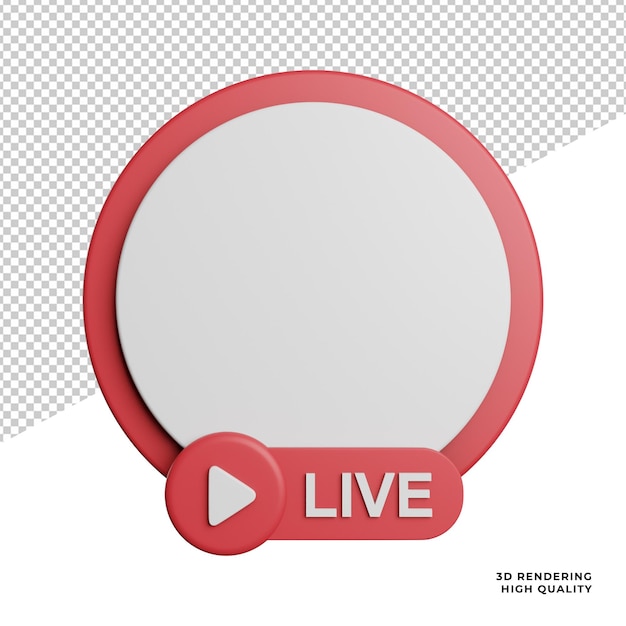 PSD live streaming social media front view icon 3d rendering illustration on transparent background