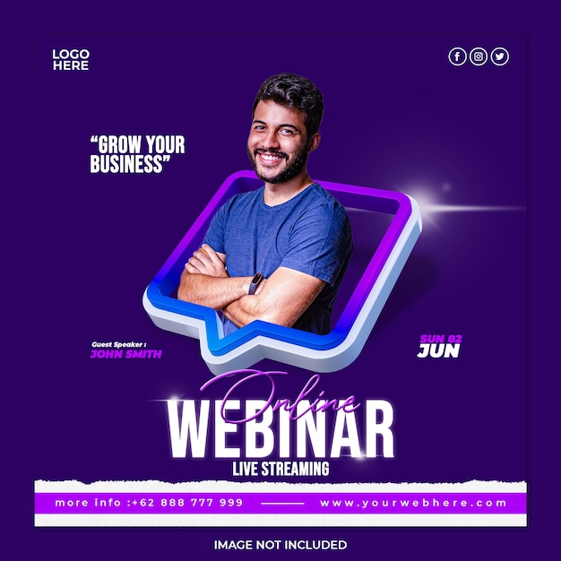 Live streaming webinar digital marketing and corporate social media post template