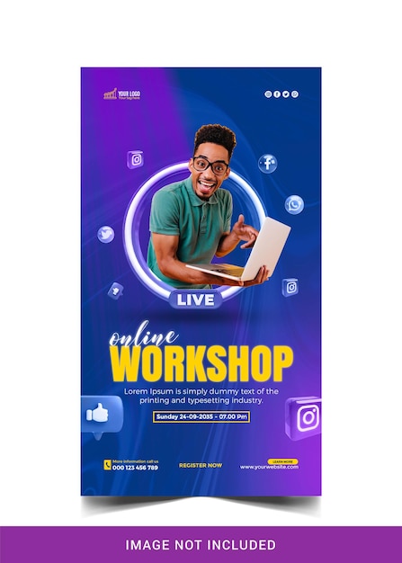 PSD live streaming webinar promozione social media instagram post banner template