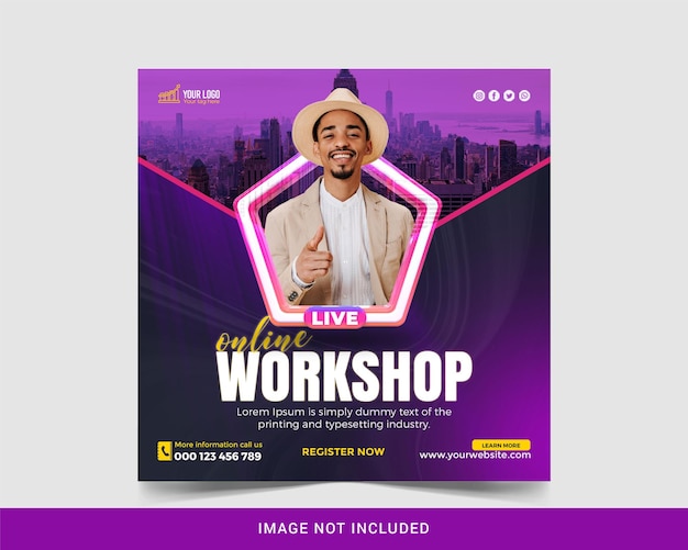 Live streaming webinar promotion social media instagram post banner template