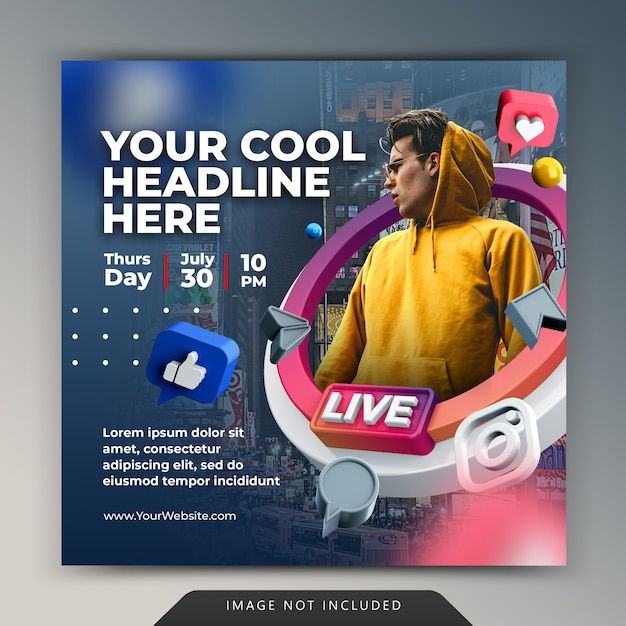 Live streaming workshop instagram post social media post template