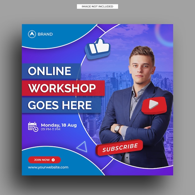 Live streaming workshop social media post template