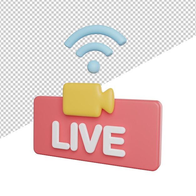 Live video on air zijaanzicht 3d-rendering pictogram illustratie op transparante achtergrond