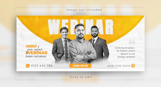 PSD live webinar online business conference web banner and facebook cover template design