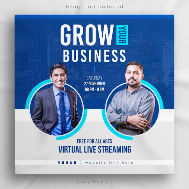 Live webinar social media Banner and online Business conference Instagram post template design.