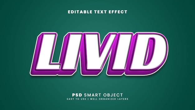 PSD livid 3d editable text effect template