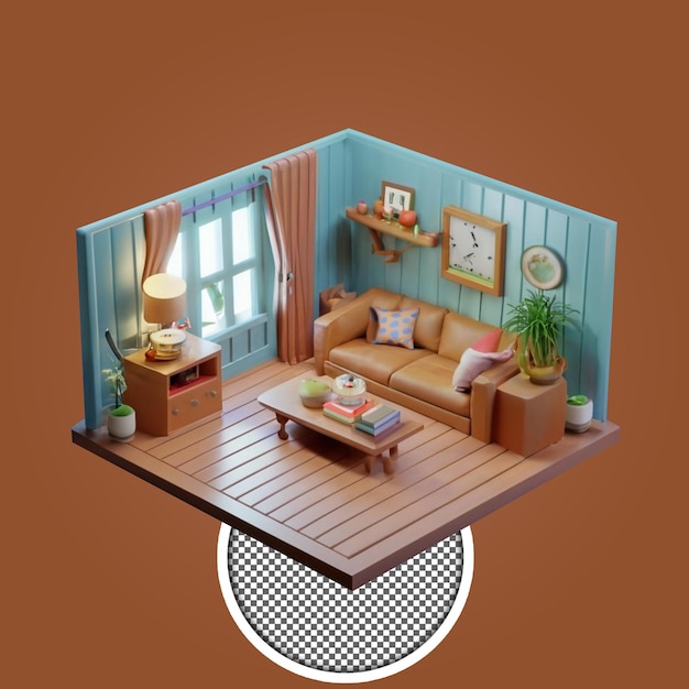PSD living room 3d isometric