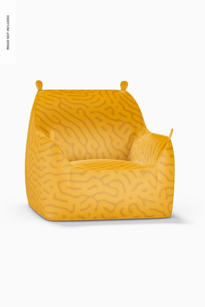 PSD living room bean bag chair mockup, front view