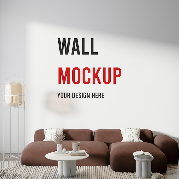 PSD living room blank wall mockup