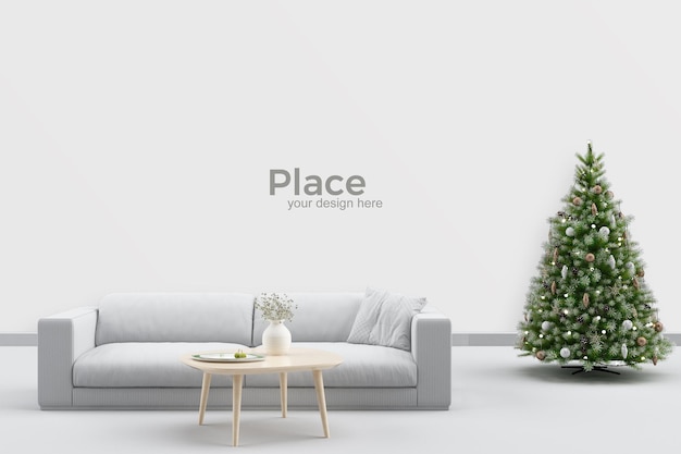 PSD living room interior design with christmas tree