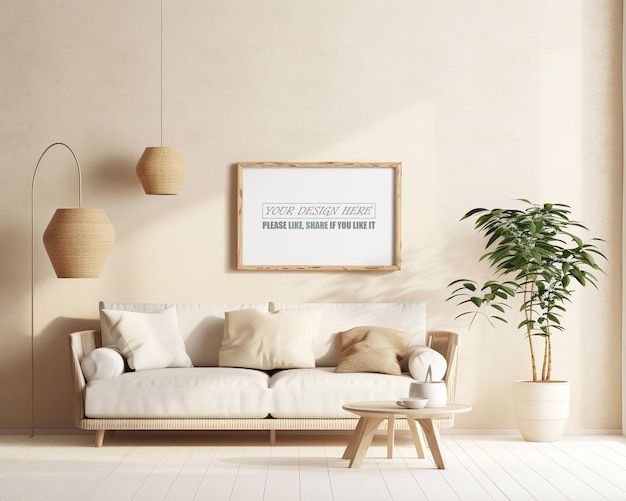 PSD the living room is designed in scandinavian style frame mockup created by midjourney