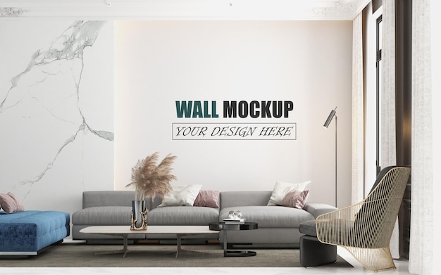 Living room is luxurious and modern design wall mockup