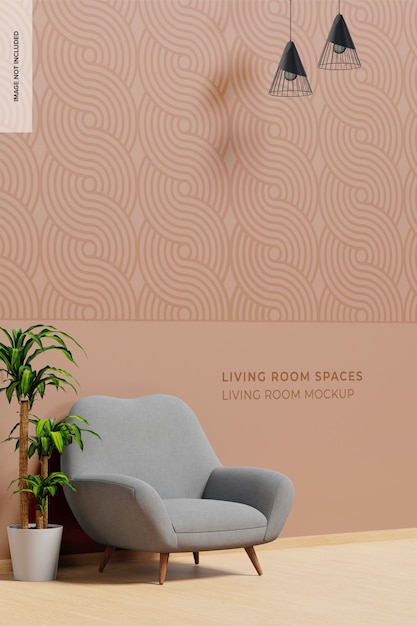 PSD living room mockup, left view