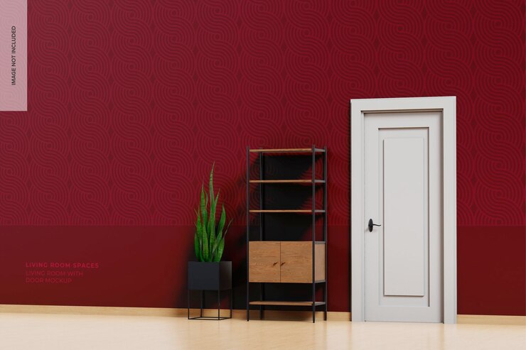 PSD living room with door mockup