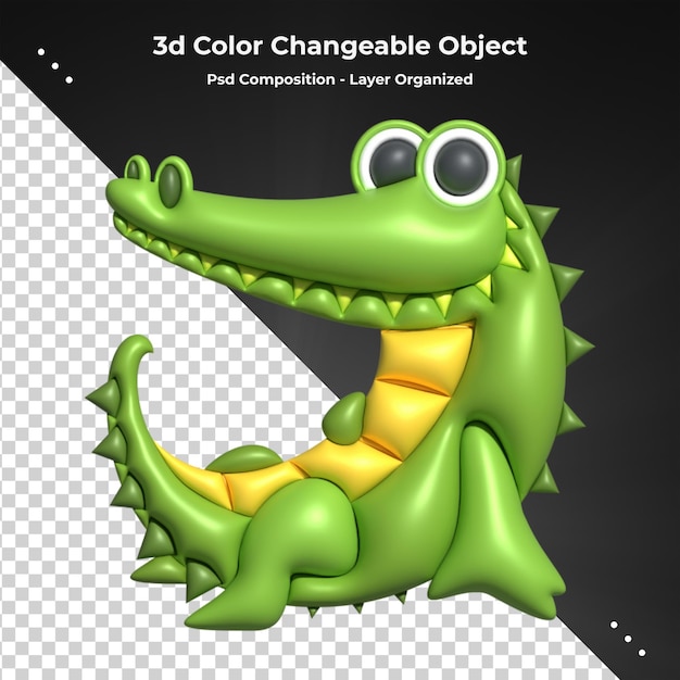 PSD lizard 3d render illustration for psd composition