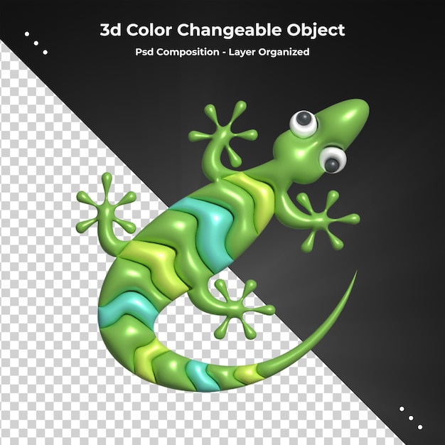 Lizard 3d render illustration for psd composition