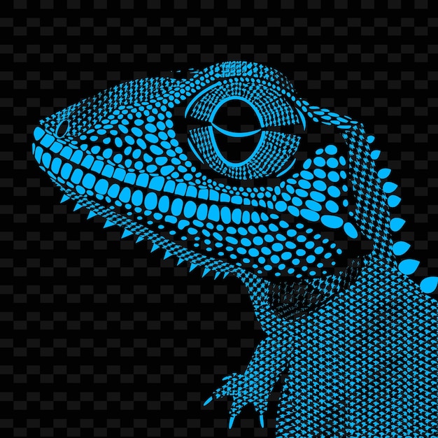 PSD a lizard with a blue background and a black background