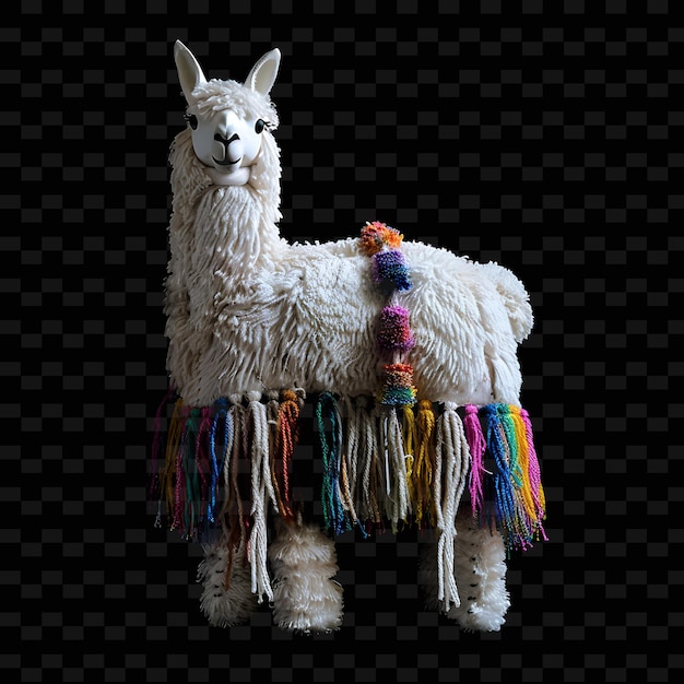 PSD 白いli動物の抽象的な形状のアートコレクションで,羊毛の材料で半透明のラマの形状