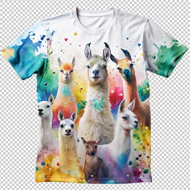 T-shirt di llama su sfondo trasparente