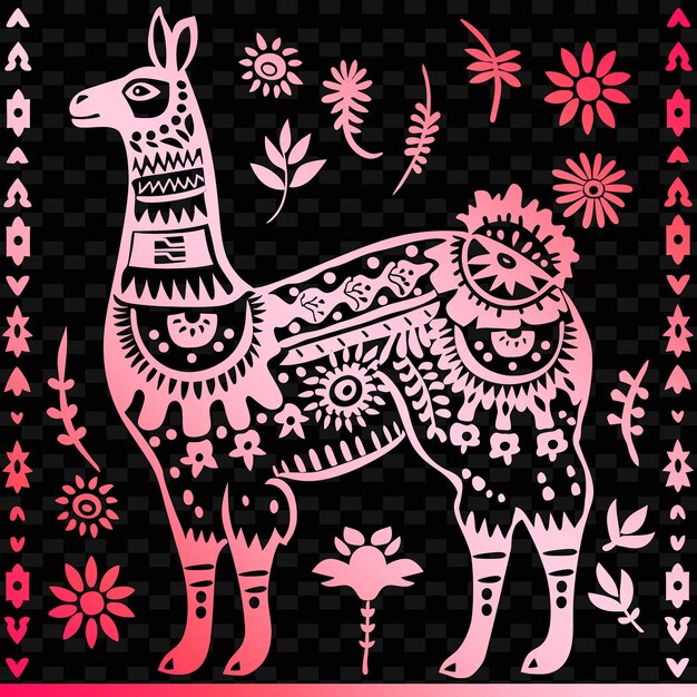 PSD a llama with flowers and a llama on it