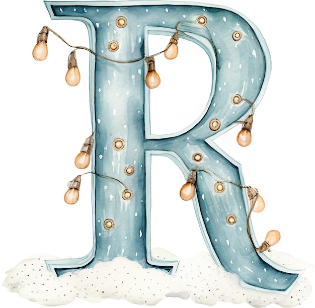 PSD lllustrations of hand drawn alphabet r with a winter concept