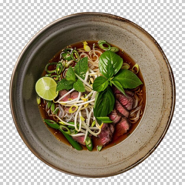 PSD lo mein asian soup spaghetti pasta beef and noodles isolated on transparent background