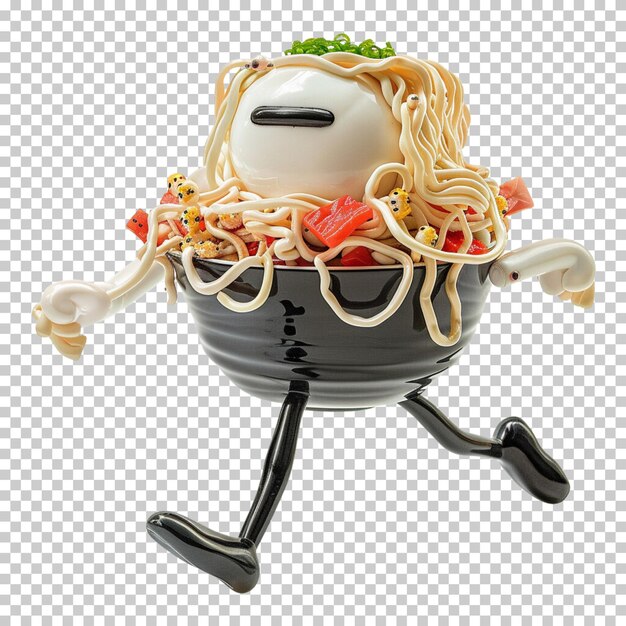 Lo mein aziatische soep spaghetti pasta rundvlees en noedels geïsoleerd op doorzichtige achtergrond