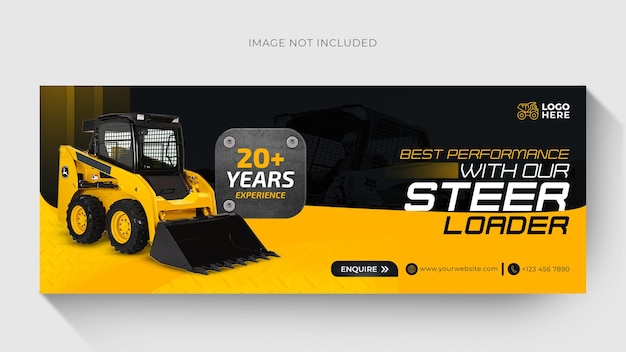 Loader machinery service social media post banner cover template ontwerp