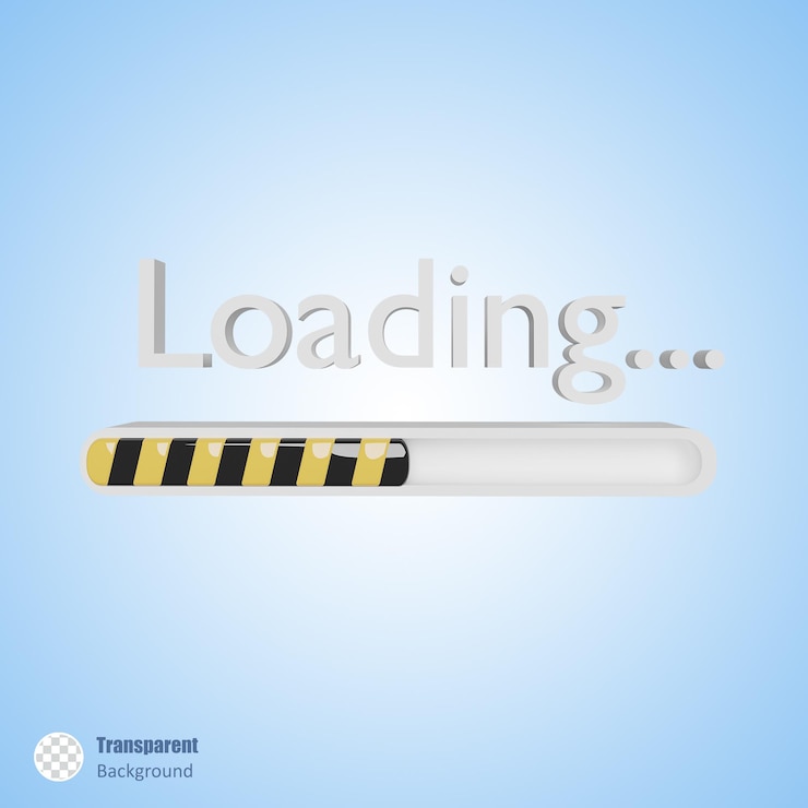 PSD loading bar sign in 3d render design
