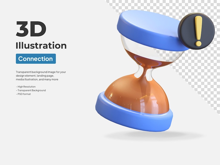 PSD loading time process icon 3d illustration