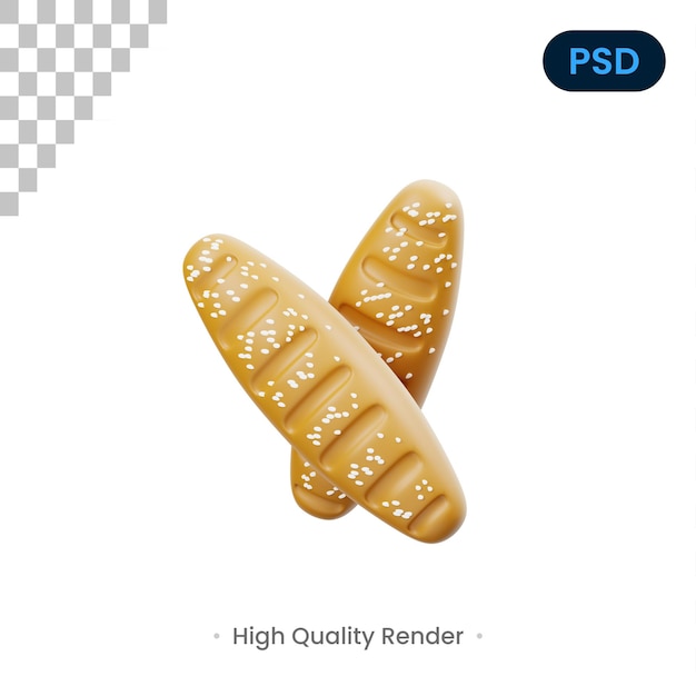 Loaf bread 3d icon premium psd