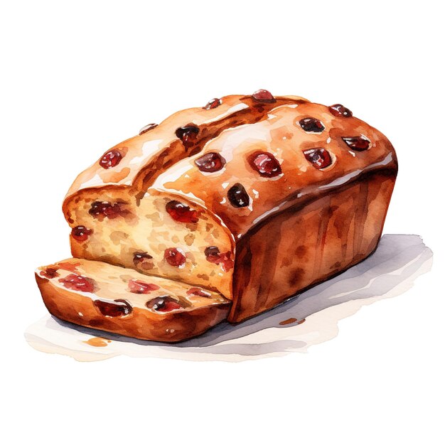 PSD loaf cake for christmas event watercolor style ai generated