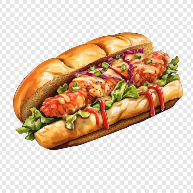 PSD lobster roll isolated on transparent background