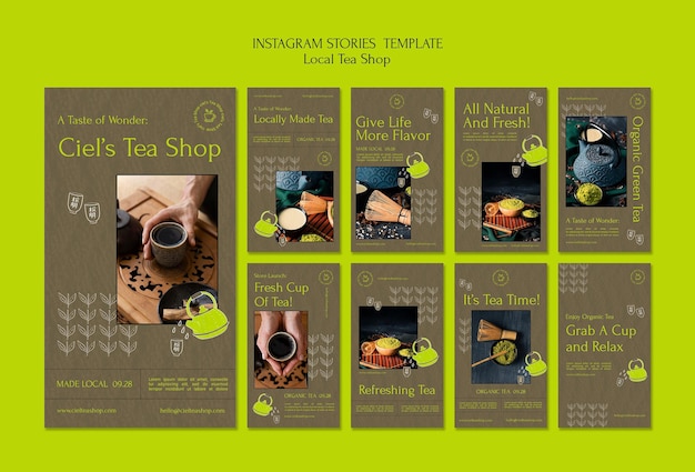 PSD local tea shop insta stories design template