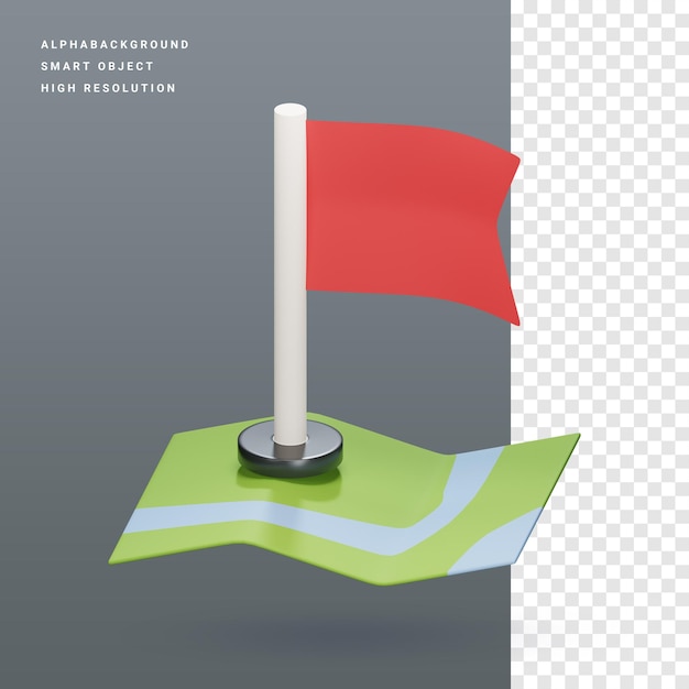 PSD locatie vlag 3d pictogram illustratie