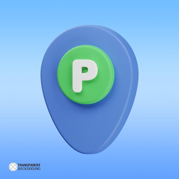 Locatiemarkering bestemmingsaanwijzer met letter p parkeerbord 3d