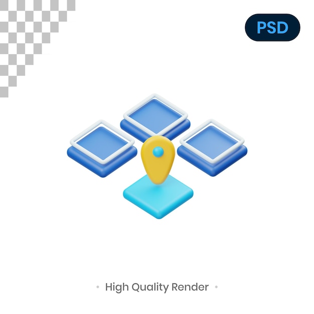 Location 3D Render Illustration Premium Psd