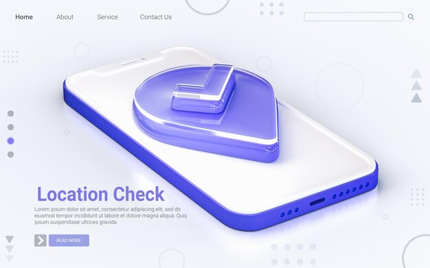 location check sign on mobile phone isolated white background 3d render concept for web banner