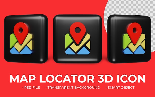 PSD location or map locator icon 3d rendering isolated