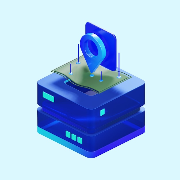 고립된 배경으로 포인트 컨셉 3D 렌더링에 위치 지도