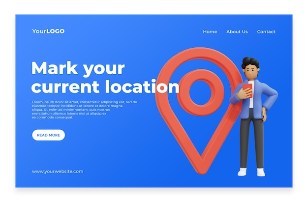 PSD location marking concept for landing page home page premium psd