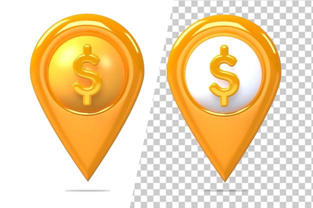 Location money golden pin 3d icons