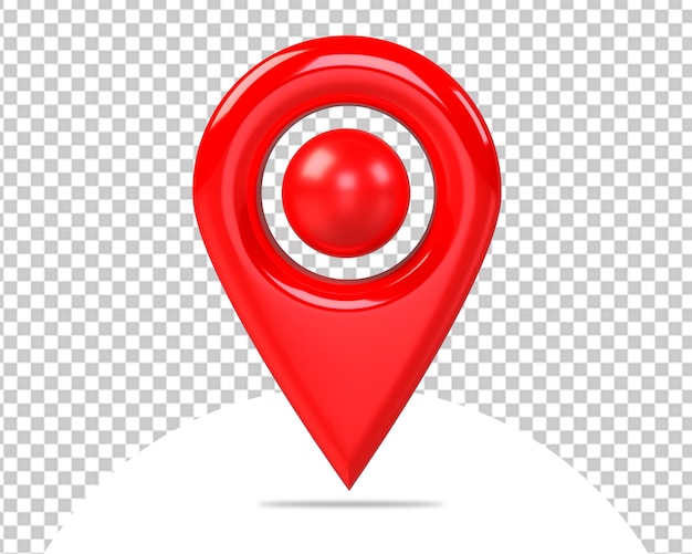 PSD location pin 3d red icon on isolated background