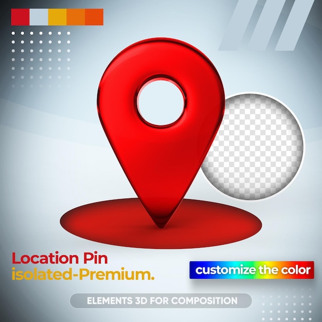 Location pin for map in 3d rendering