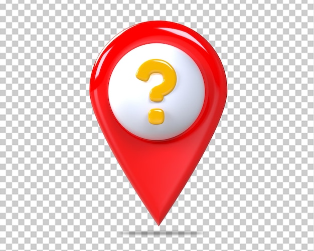 Location pin and question mark 3d icon on isolated background